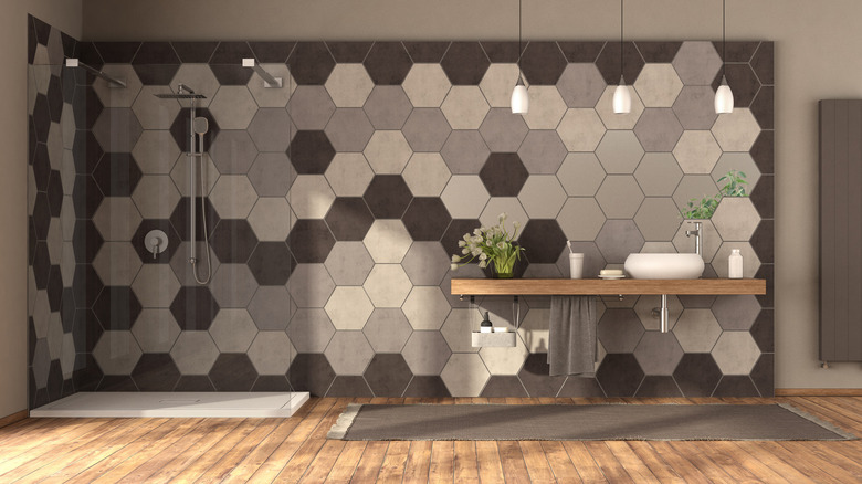 hexagon bathroom wall tiles