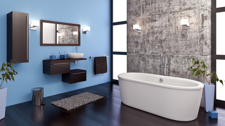 bathroom with different surfaces