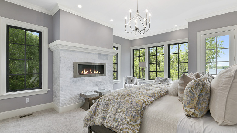 bedroom with a fireplace