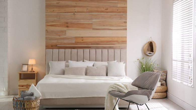 bedroom with wood slats