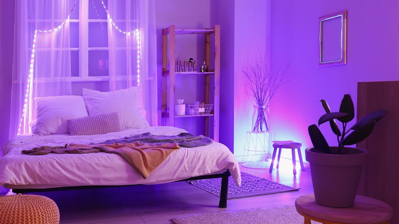 bedroom with fun lighting