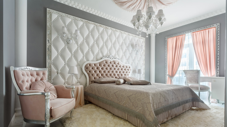 bedroom with ornate wall