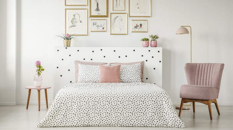 bedroom with polka dot accents