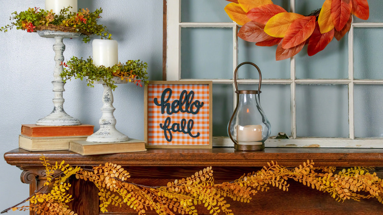 mantel leaf garland 