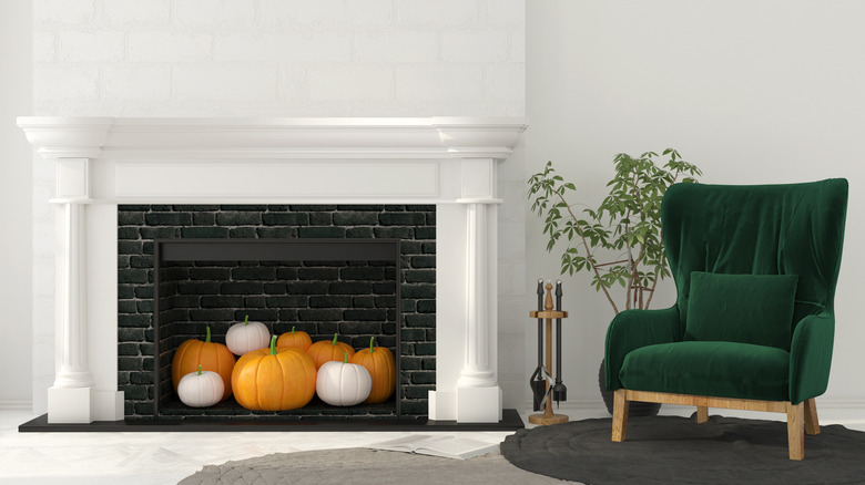 fireplace pumpkins 