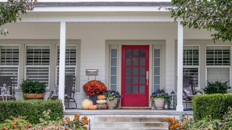 a bright red door 