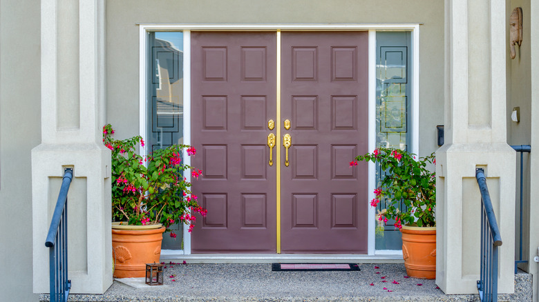 home with mauve door 