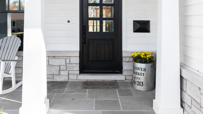 Gray and white porch 