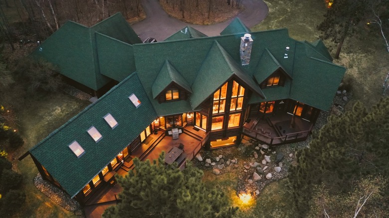 cabin-like mansion in the forest