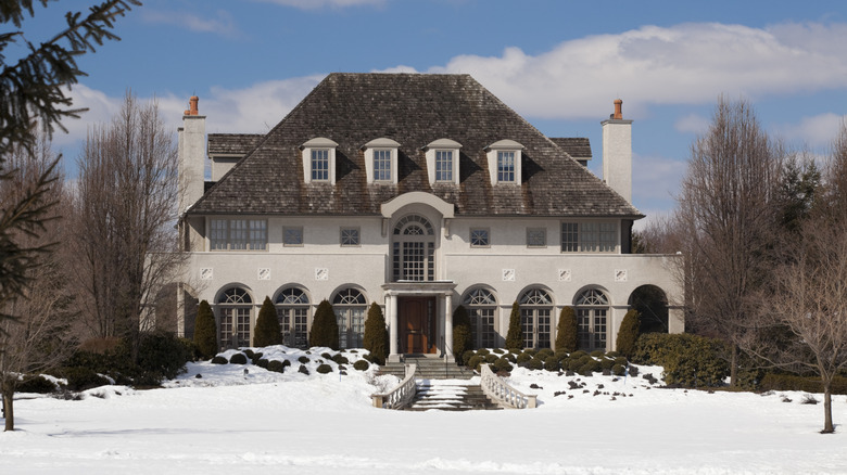 mansion with massive shingled roof