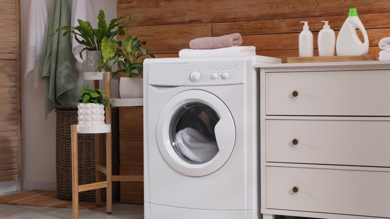 laundry room with dresser 