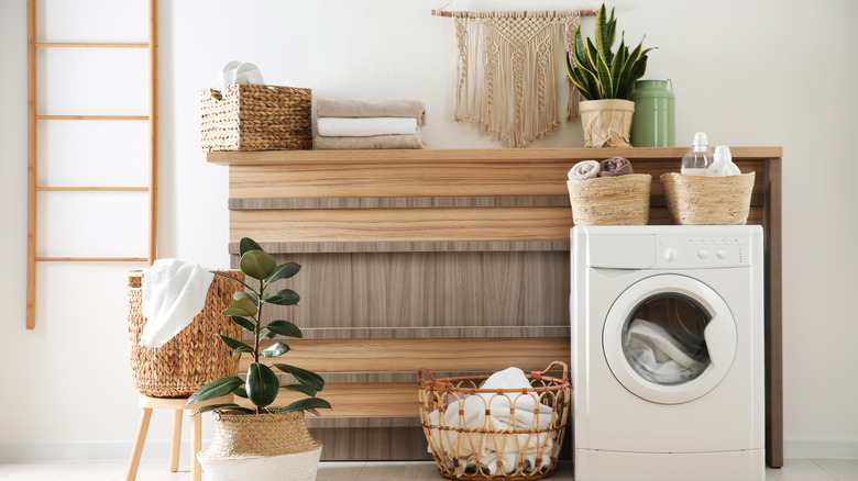 boho style laundry room 