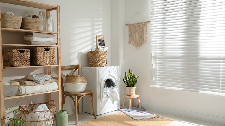 laundry room with natural elements 