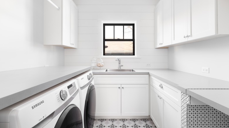 all white laundry room