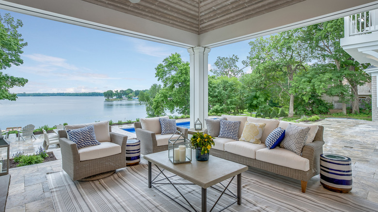 living room by the lake