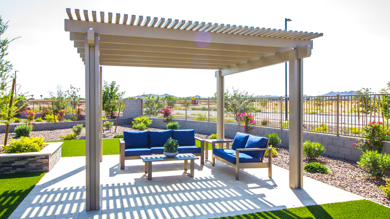 couches under pergola