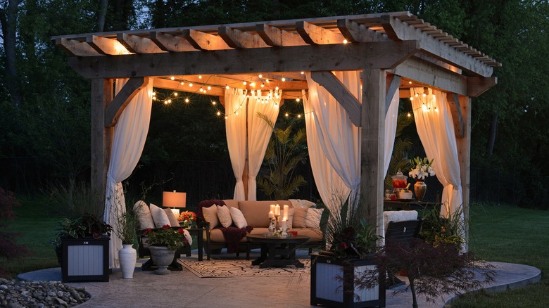 pergola and string lights