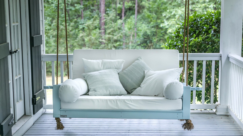 hanging couch swing on porch