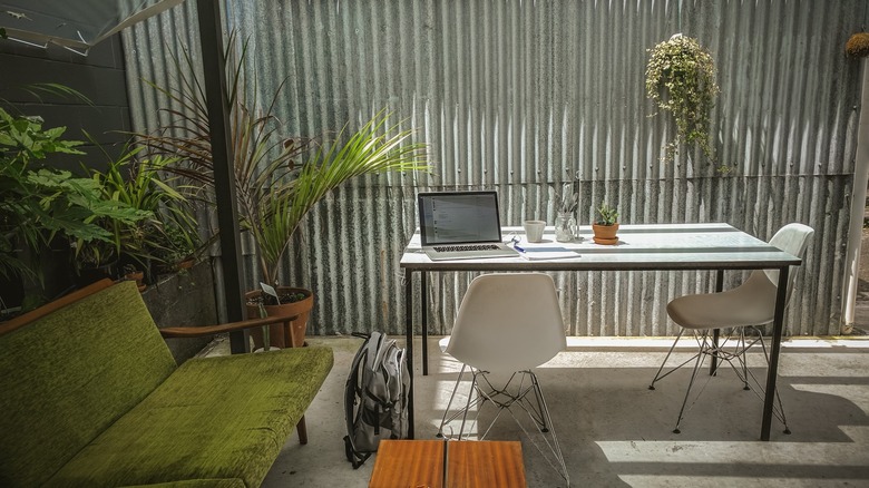 outdoor workspace with desk