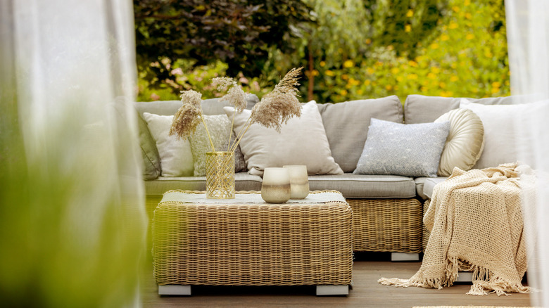 patio furniture with gold accents