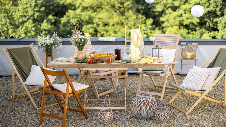 patio with mixed chairs