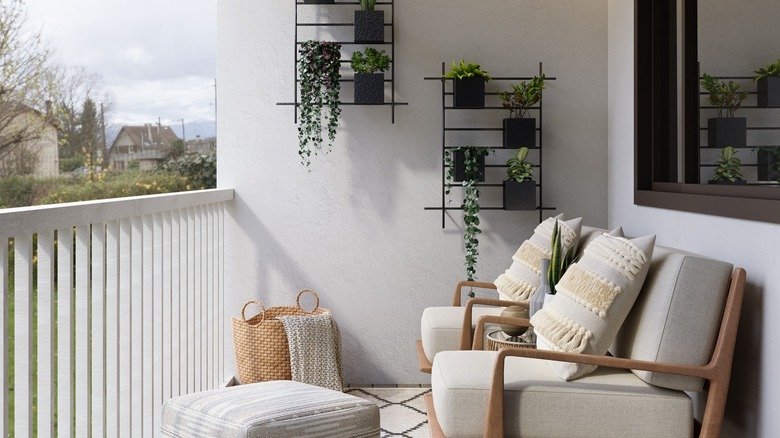 patio with furniture and plants