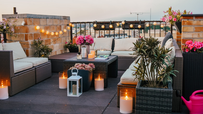 roof deck with pink accents