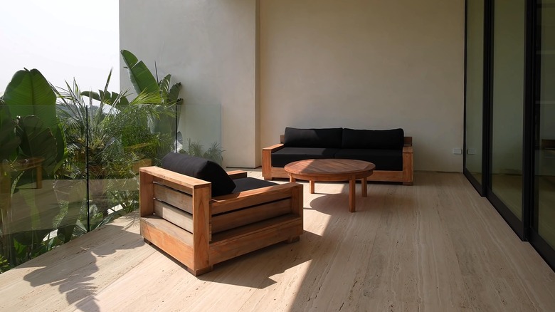 minimalist balcony with chic furniture