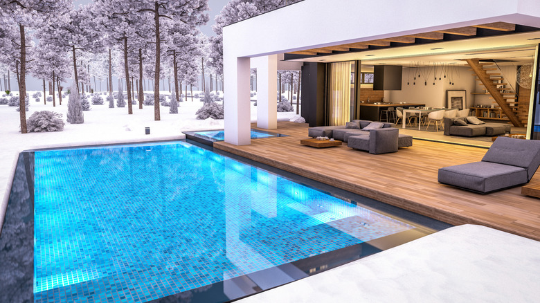 outdoor pool in winter