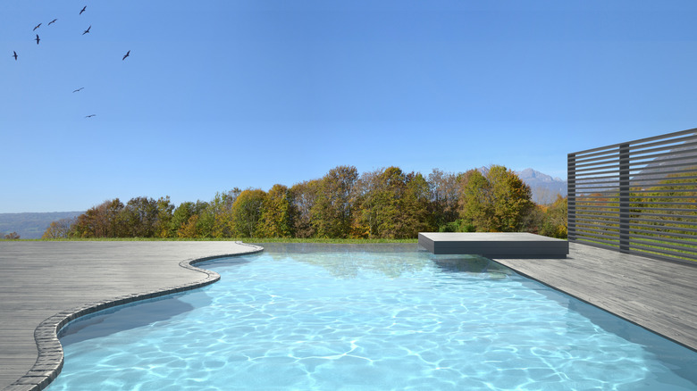 hovering platform above a pool