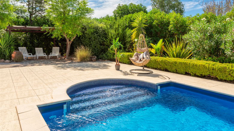 a pool with wide steps