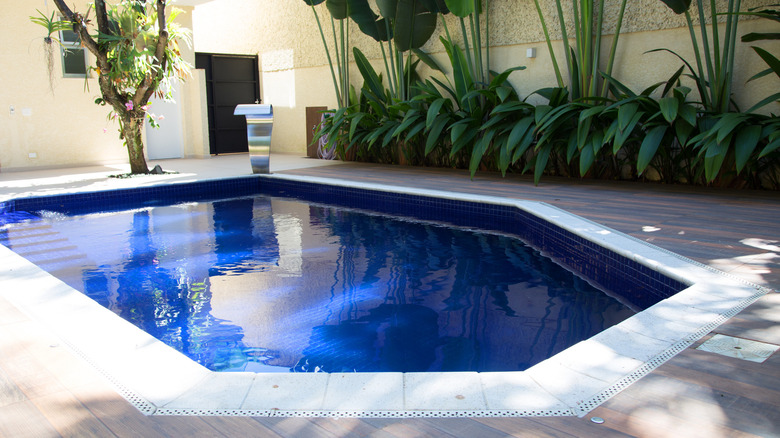 pool with a dark blue bottom