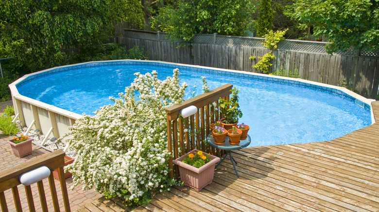 backyard with aboveground pool