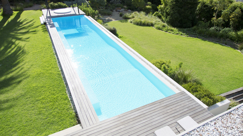 backyard with a lap pool