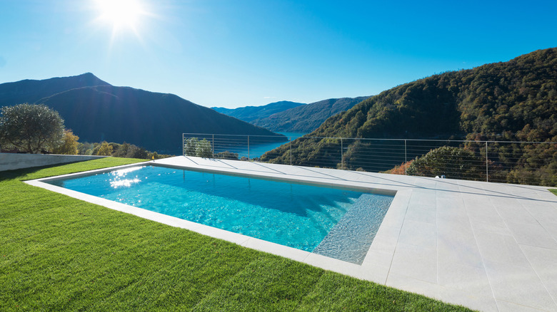 horizontal fence beside a pool