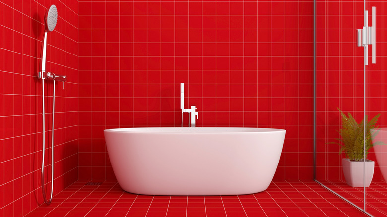 Candy red bathroom tiles