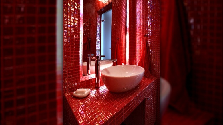 Red reflective bathroom style