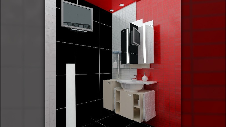 Red and black modern mathroom