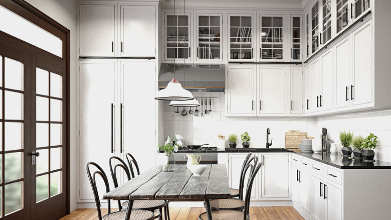 Floor-to-ceiling cabinets in kitchen