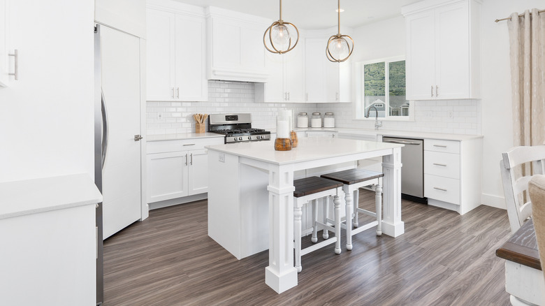 White kitchen with island