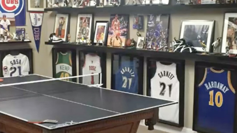 Ping pong table in room