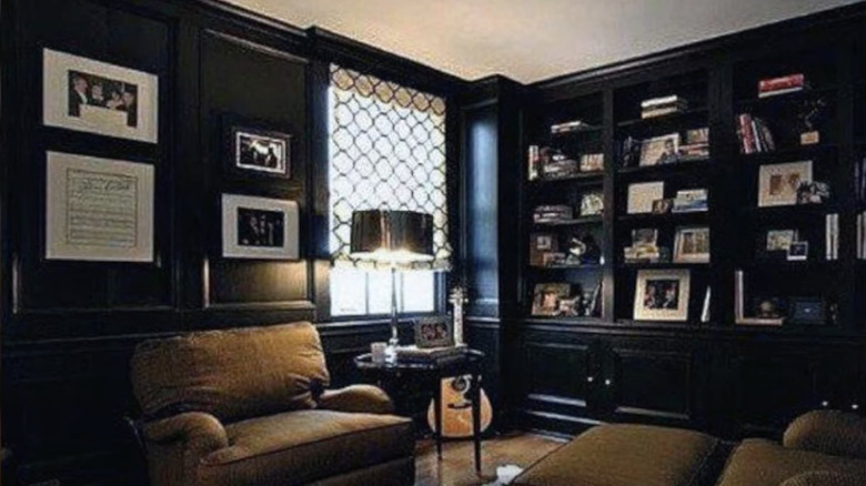 Parlor with black walls