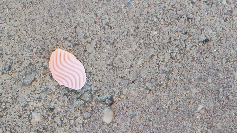 Gum stuck to a concrete surface