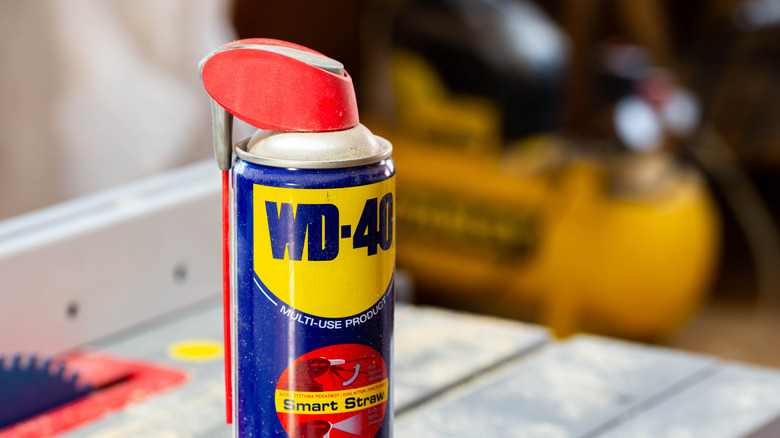 WD-40 can in a workshop