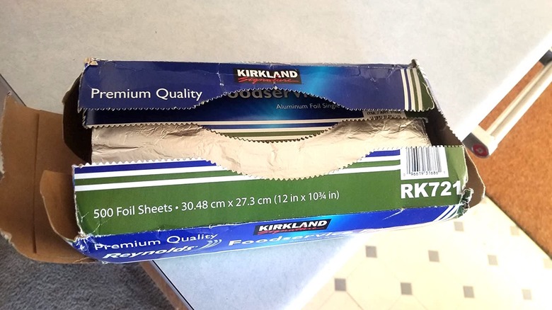 opened Kirkland aluminum foil sheet