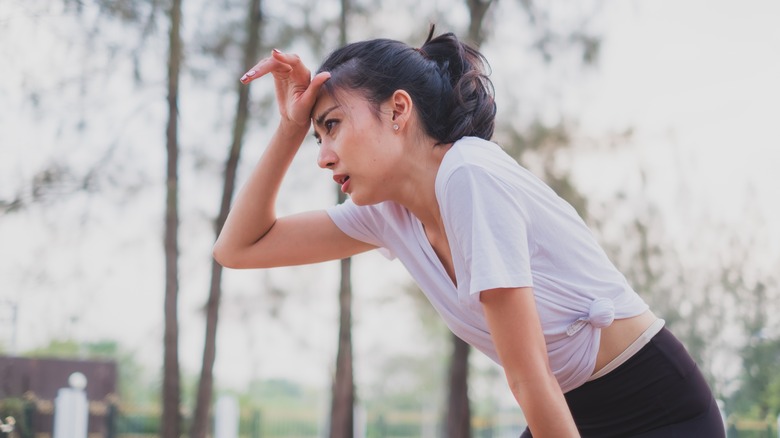 sweaty woman running