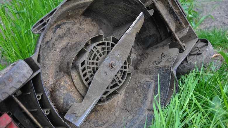 overturned lawnmower