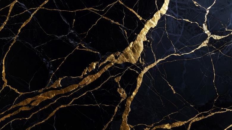 black marble with gold veins