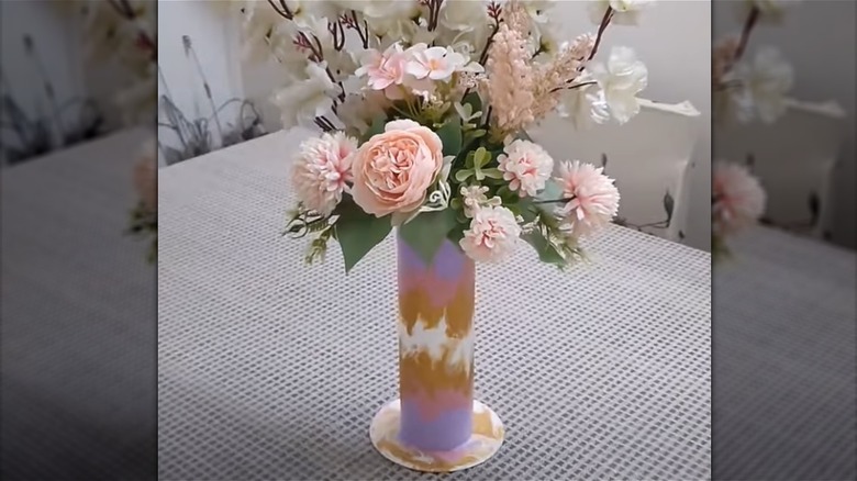 Painted PVC pipe flower vase