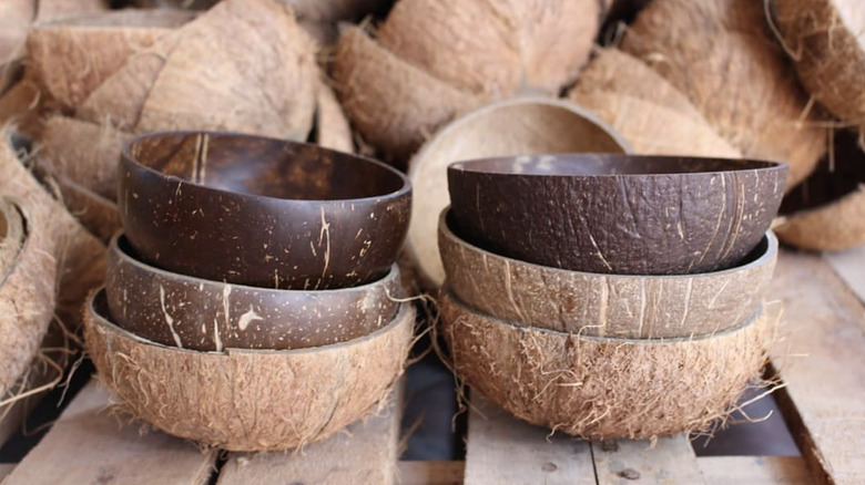 Bowls made from coconut shells